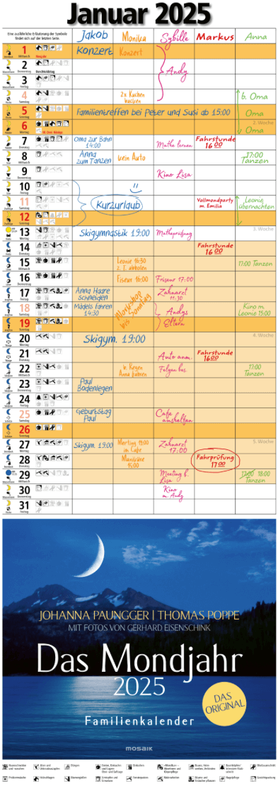 Das Mondjahr 2025 - Familienkalender | Mondversand